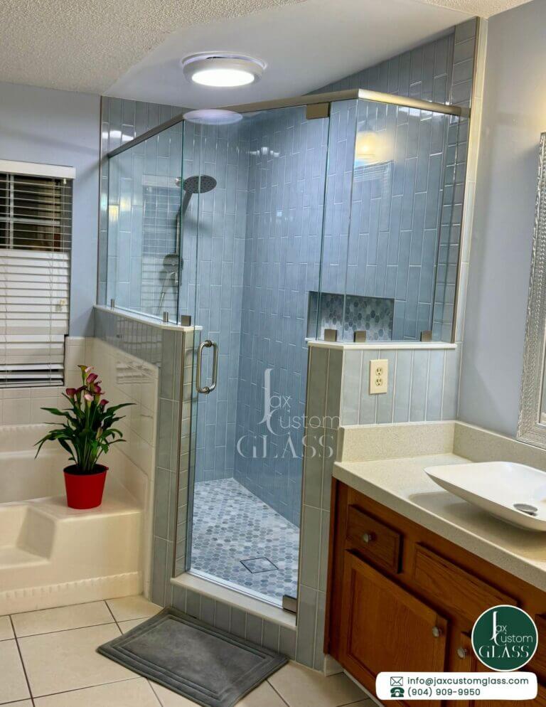 Neo Angle Frameless-Shower-Enclosure-With Swing Glass Door