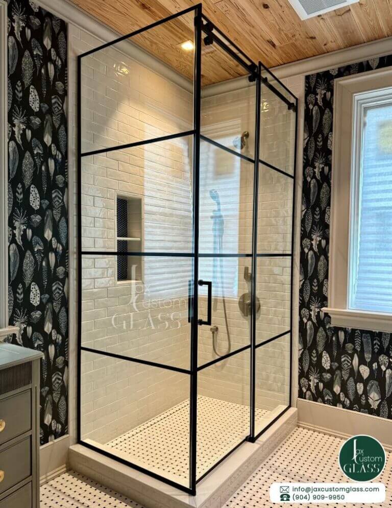 Ninety Degree Frameless Shower Enclosure With Swing Glass Door