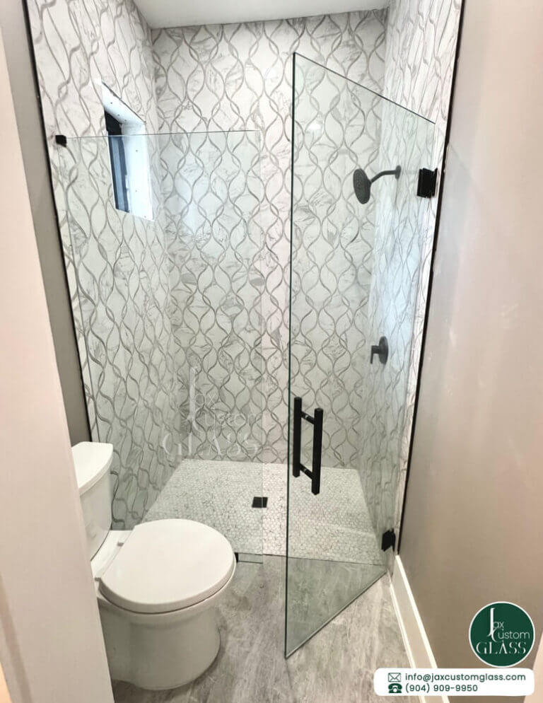 In-Line-Frameless-Shower-Enclosure-With-Swing-Door 3