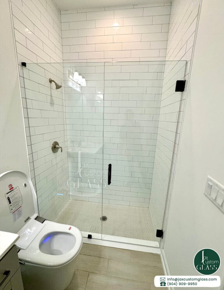 In-Line-Frameless-Shower-Enclosure-With-Swing-Door