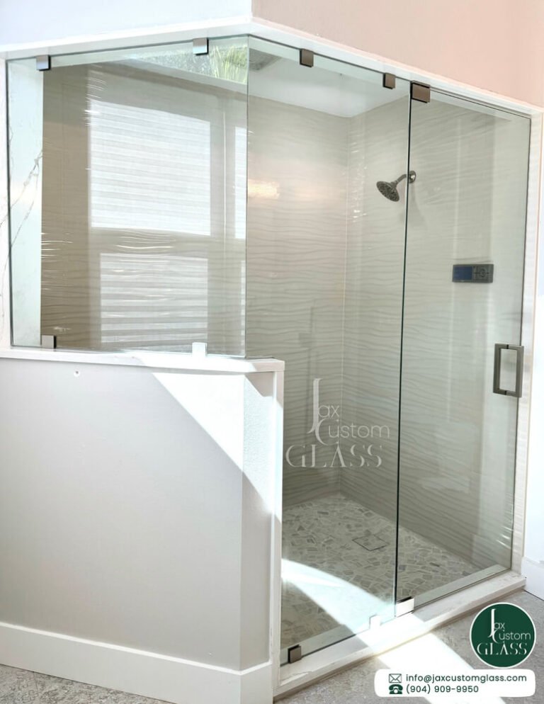 Neo angle steam shower with pivot door